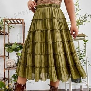 SHIEN PUNK Plus Grunge Solid Tiered Layer Skirt